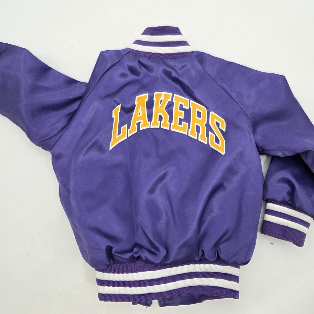 Vintage NBA Los Angeles Lakers Chalk Line Satin Jacket SZ 3 Toddler USA Made